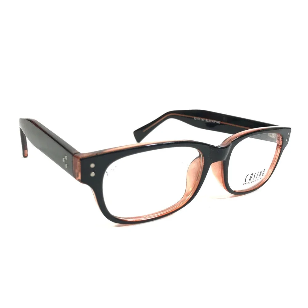 Casino Eyewear Eyeglasses Frames DAKOTA BLACK/PINK Rectangle Full Rim 52-18-140